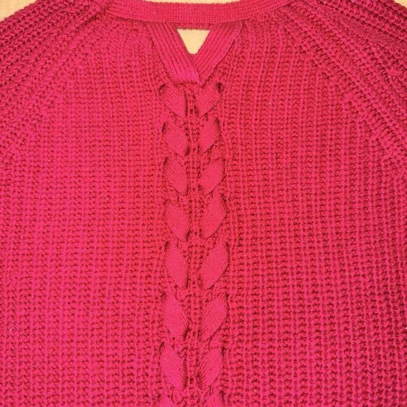 Tahari Red Sparkly Cable Knit Sweater Girls L 14 - Picture 3 of 5